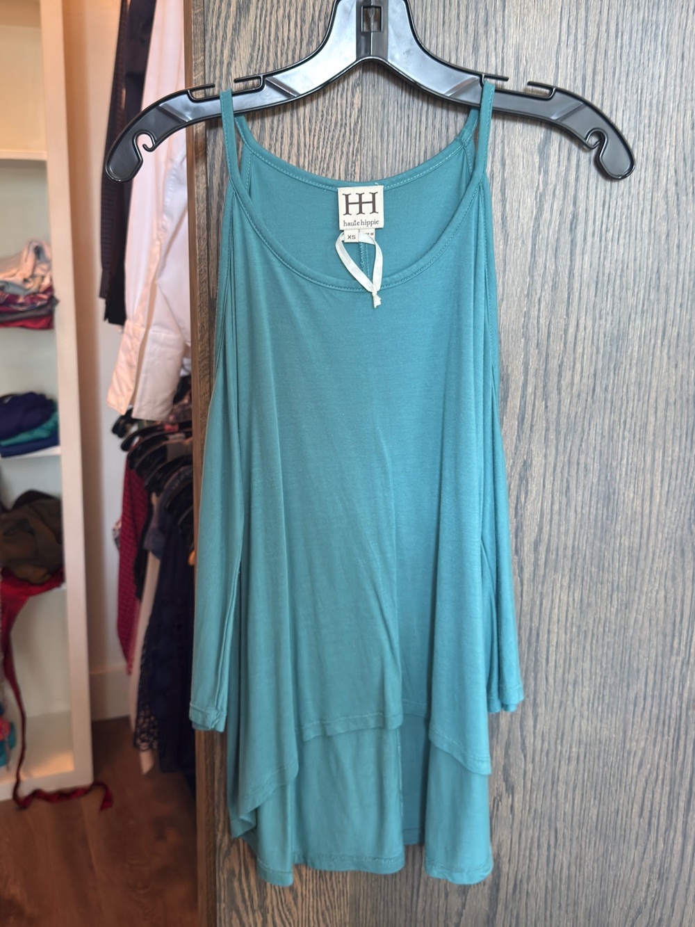 Haute Hippie Teal Blue Cold Shoulder Top
